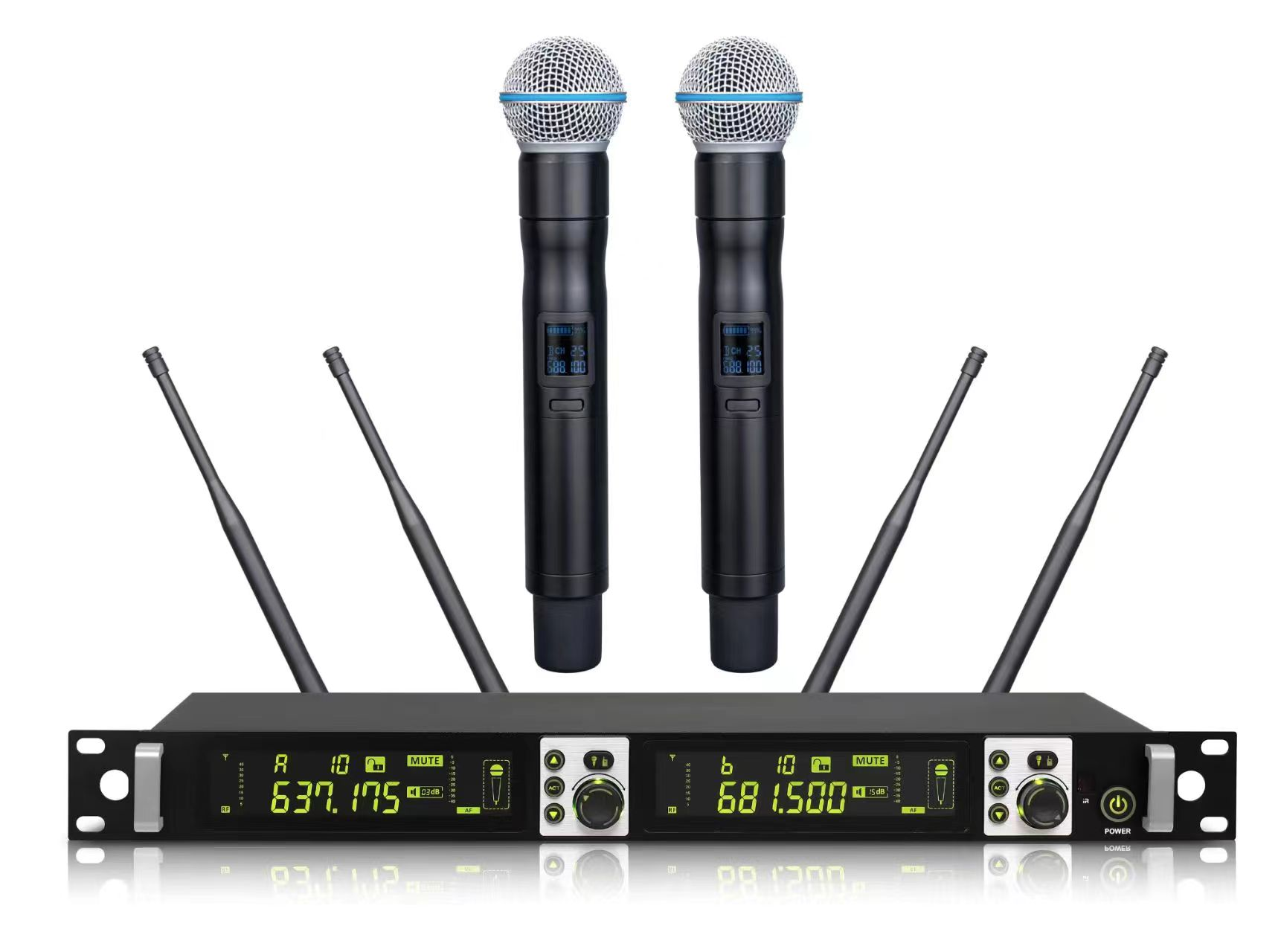 一拖二真分集无线手持话筒