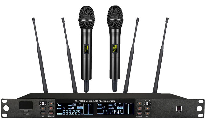 一拖二真分集无线手持话筒