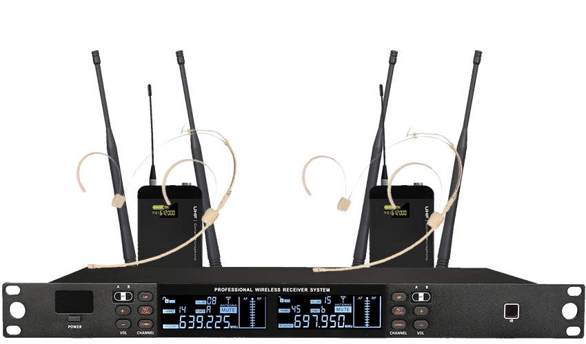 一拖二真分集无线头戴话筒