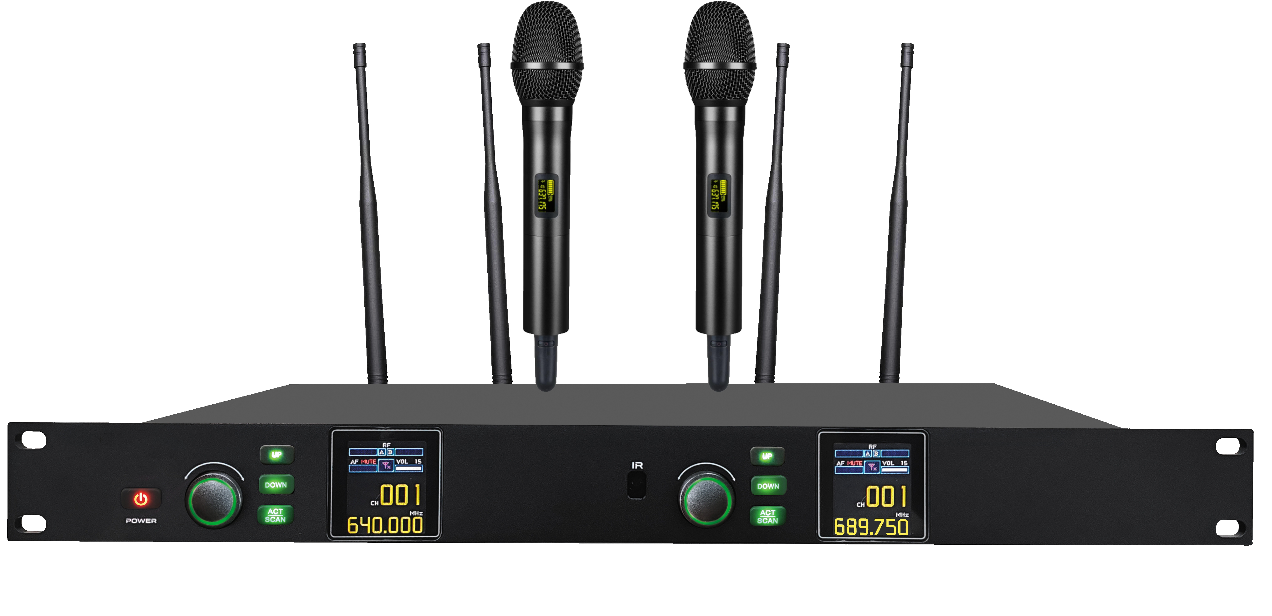 一拖二真分集无线手持话筒