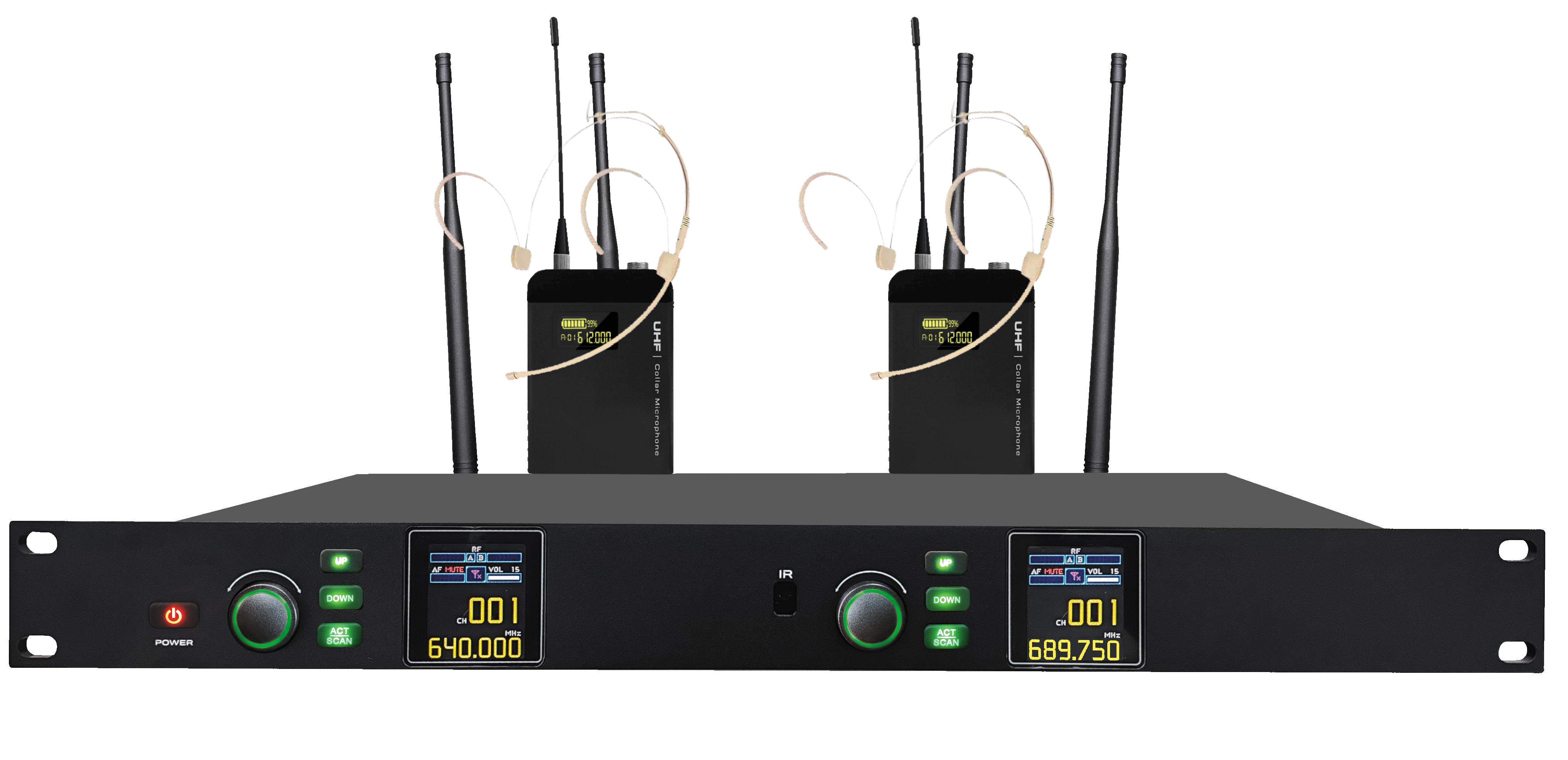 一拖二真分集无线头戴话筒