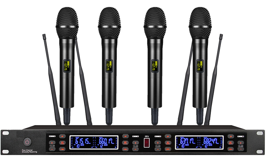 一拖四真分集无线手持话筒