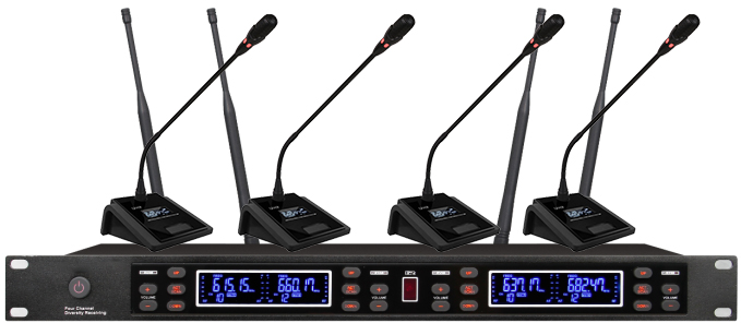 一拖四真分集无线会议话筒