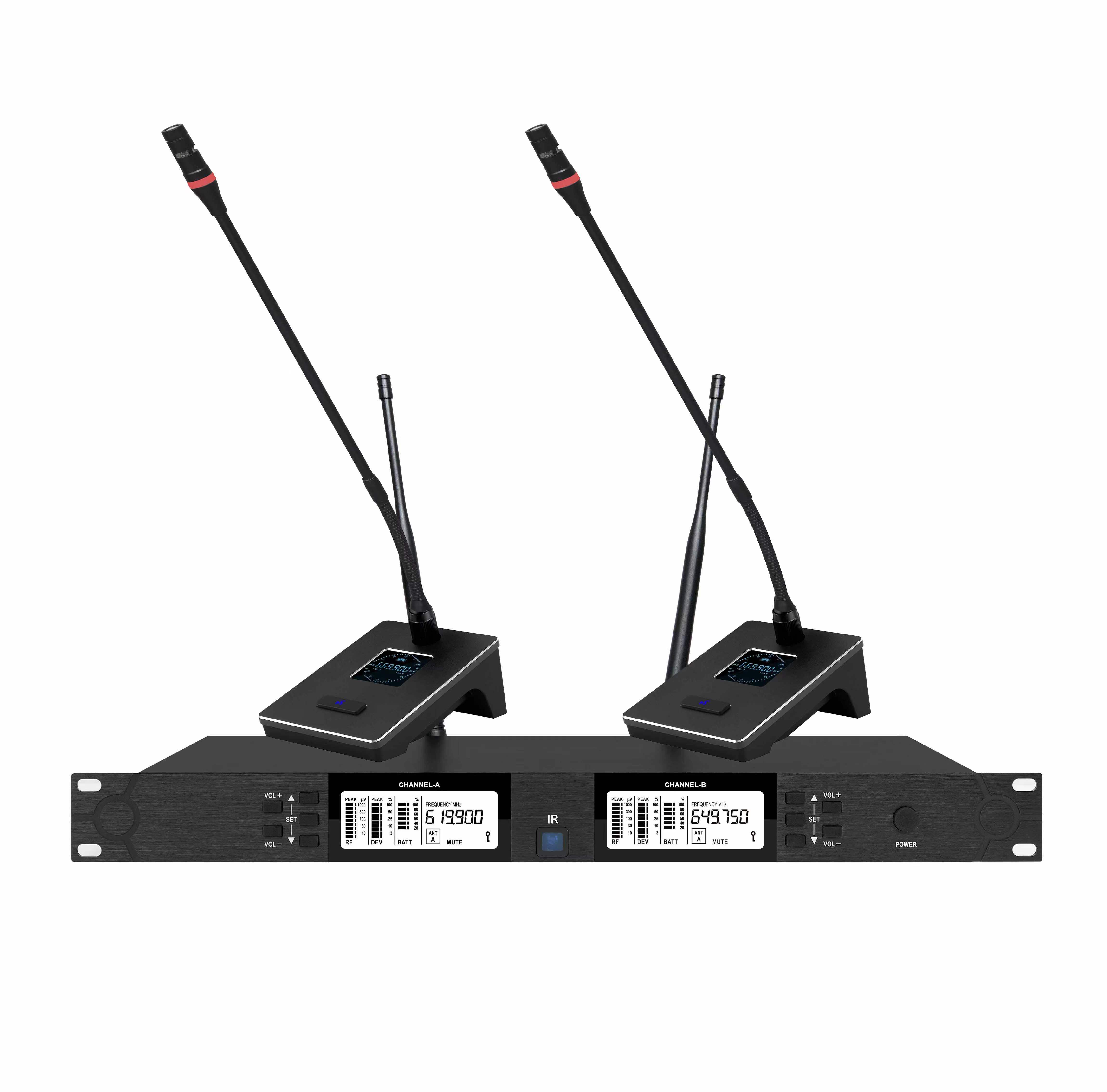 U段红外对频一拖二无线会议话筒