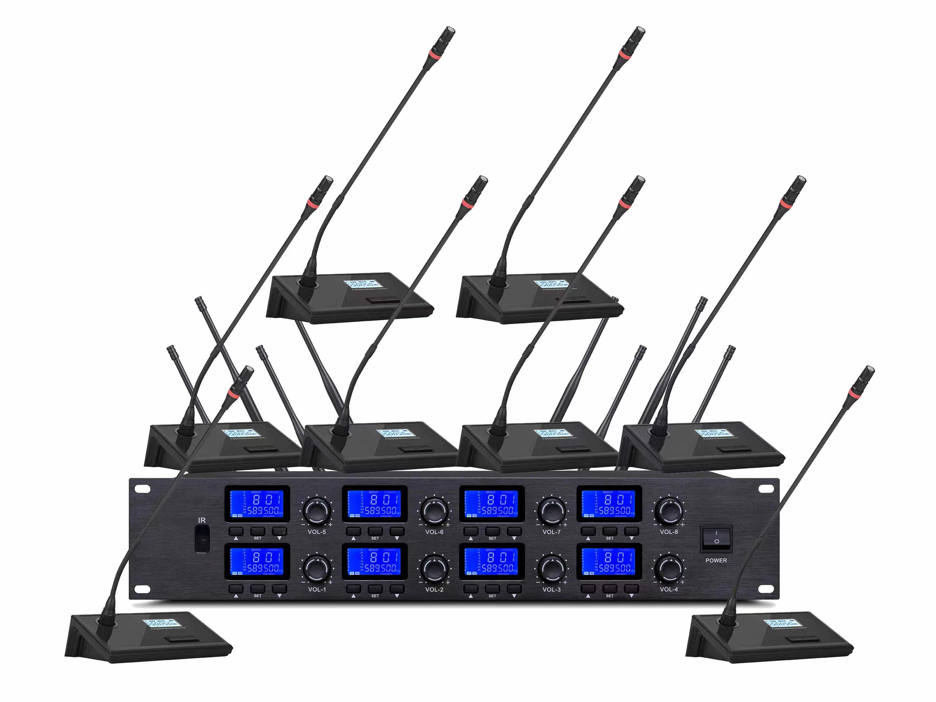 U段红外对频一拖八无线会议话筒